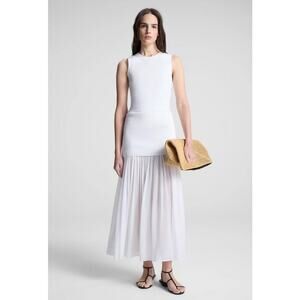 ALC Hayden Drop Waist Mixed Media Skirt in Pearl S